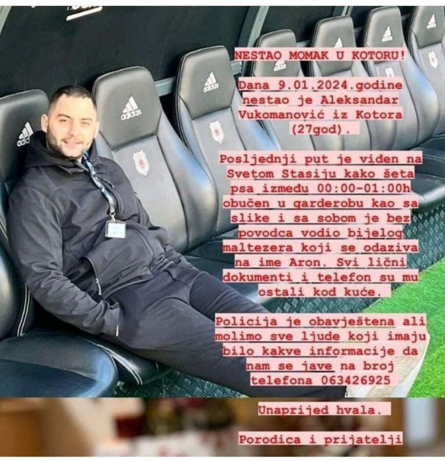 Nestao mladić u Kotoru