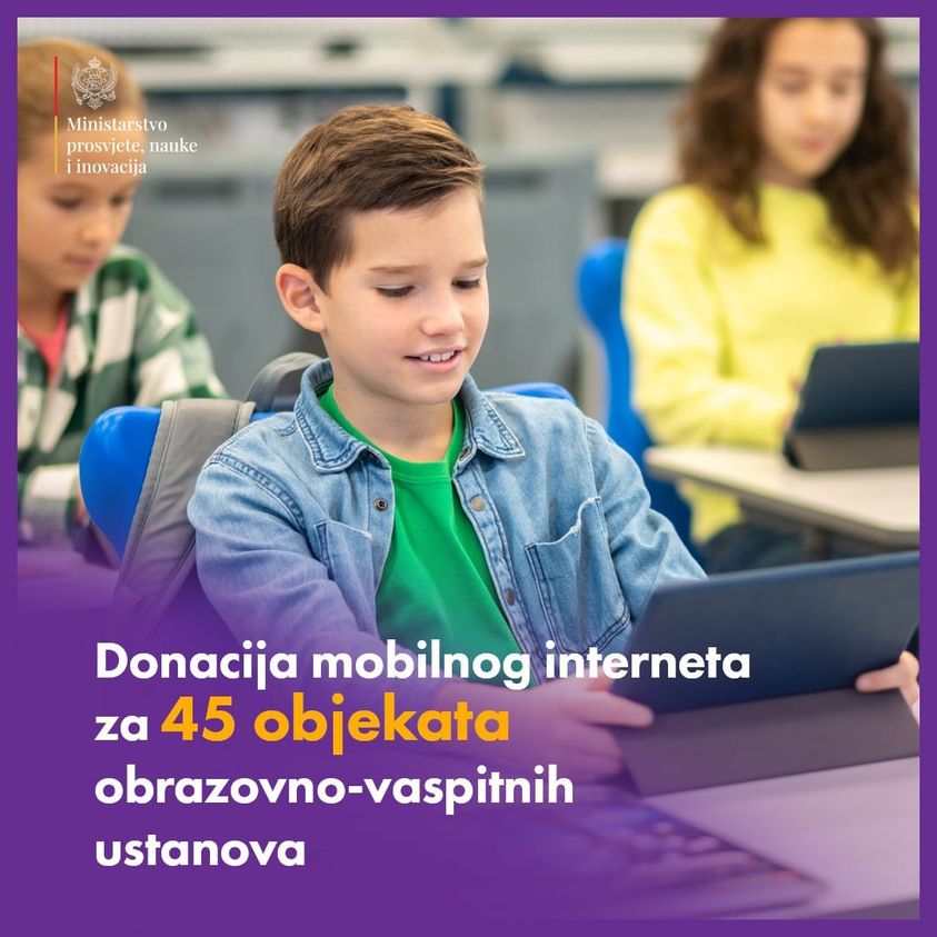 Donacija mobilnog interneta za 45 objekata obrazovno-vaspitnih ustanova
