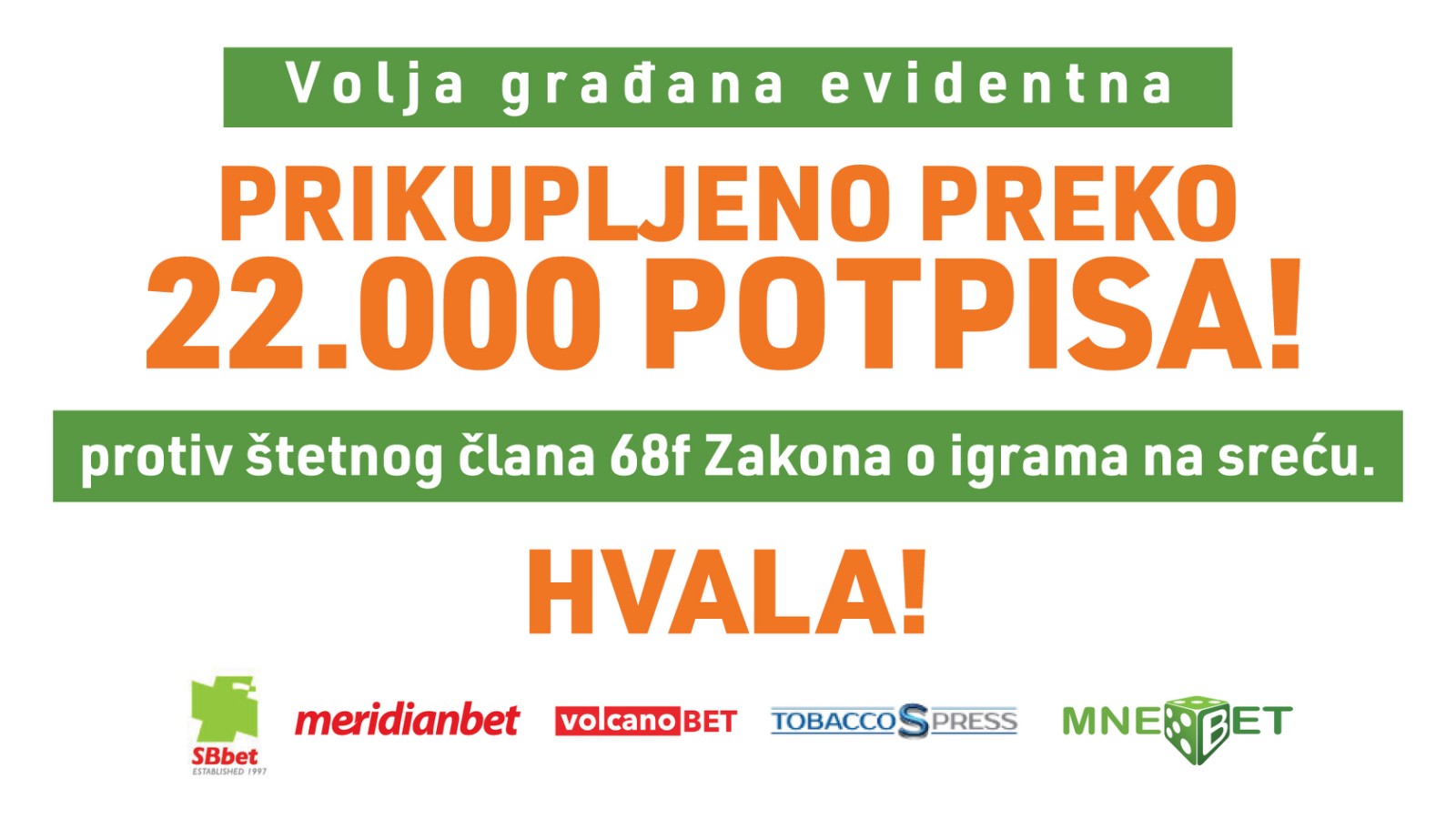 BROJKE VRTOGLAVO RASTU: Preko 22 hiljade građana potpisalo peticiju!