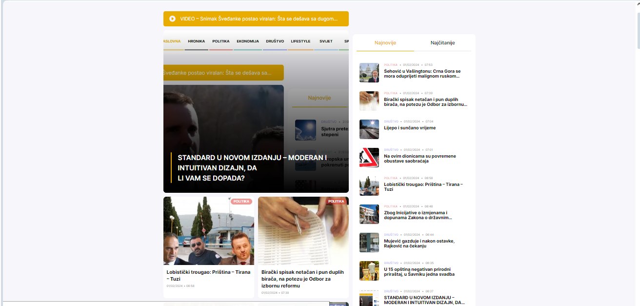 STANDARD U NOVOM IZDANJU – MODERAN I INTUITIVAN DIZAJN, DA<br>LI VAM SE DOPADA?