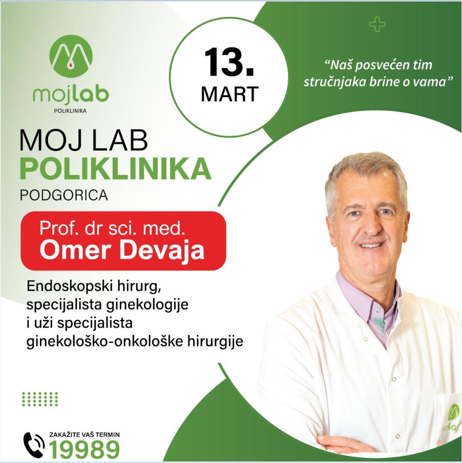 Prof. dr Omer Devaja 13. marta u Poliklinici Moj Lab: Dijagnostičke i hiruške procedure koje ženama spašavaju živote