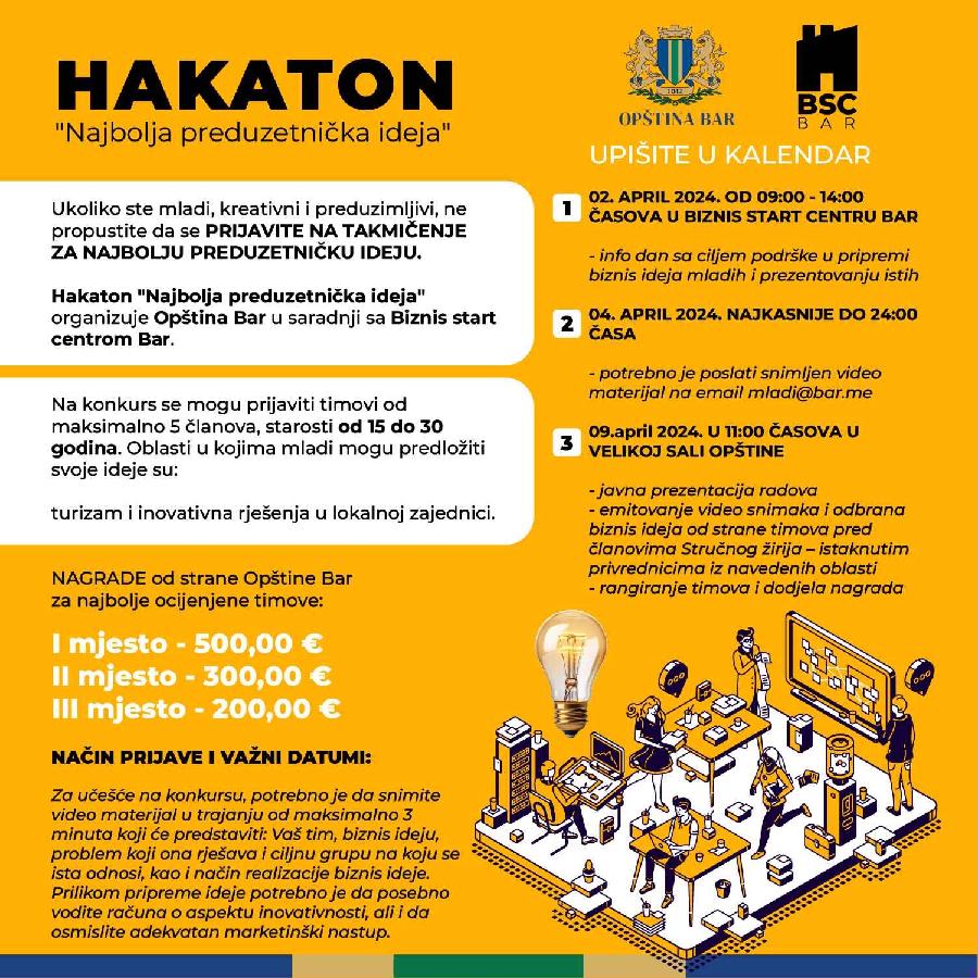 Otvoren konkurs za najbolju preduzetničku ideju u Baru
