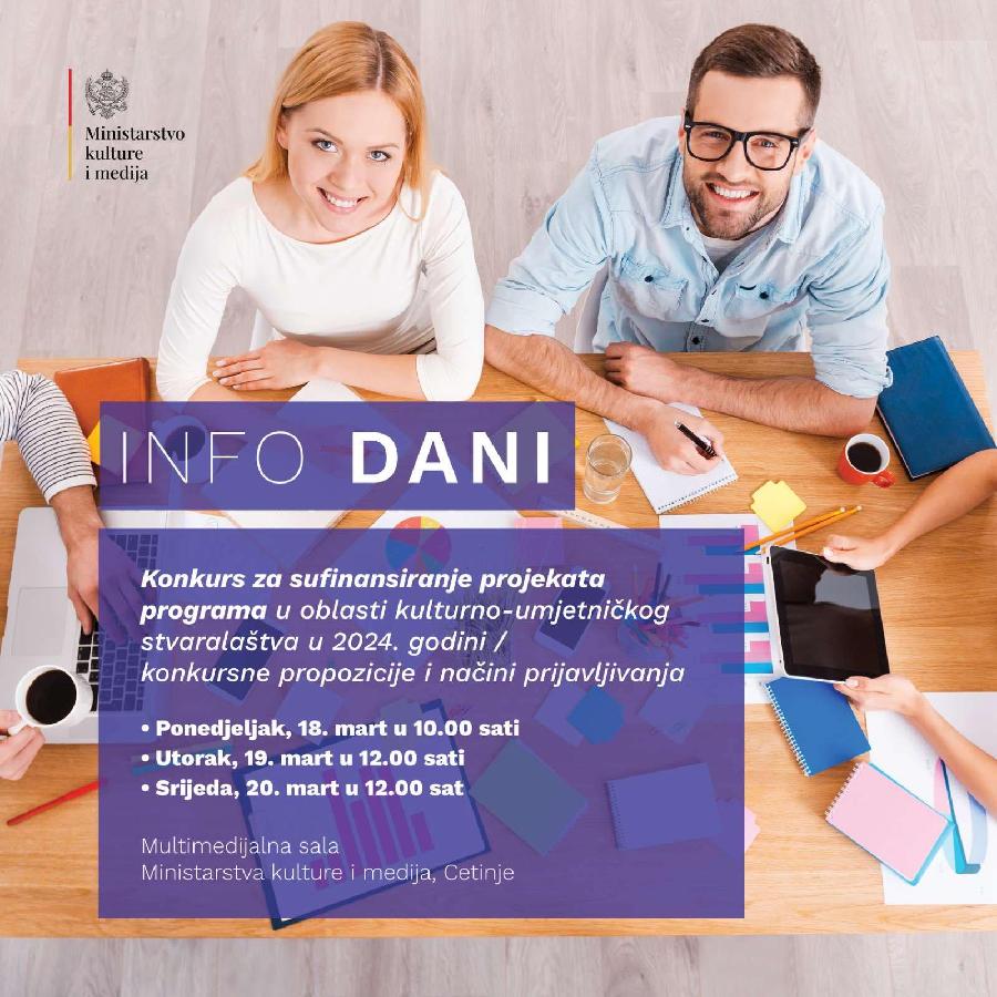 Info dani o konkursima iz oblasti kulture od 18. do 20. marta
