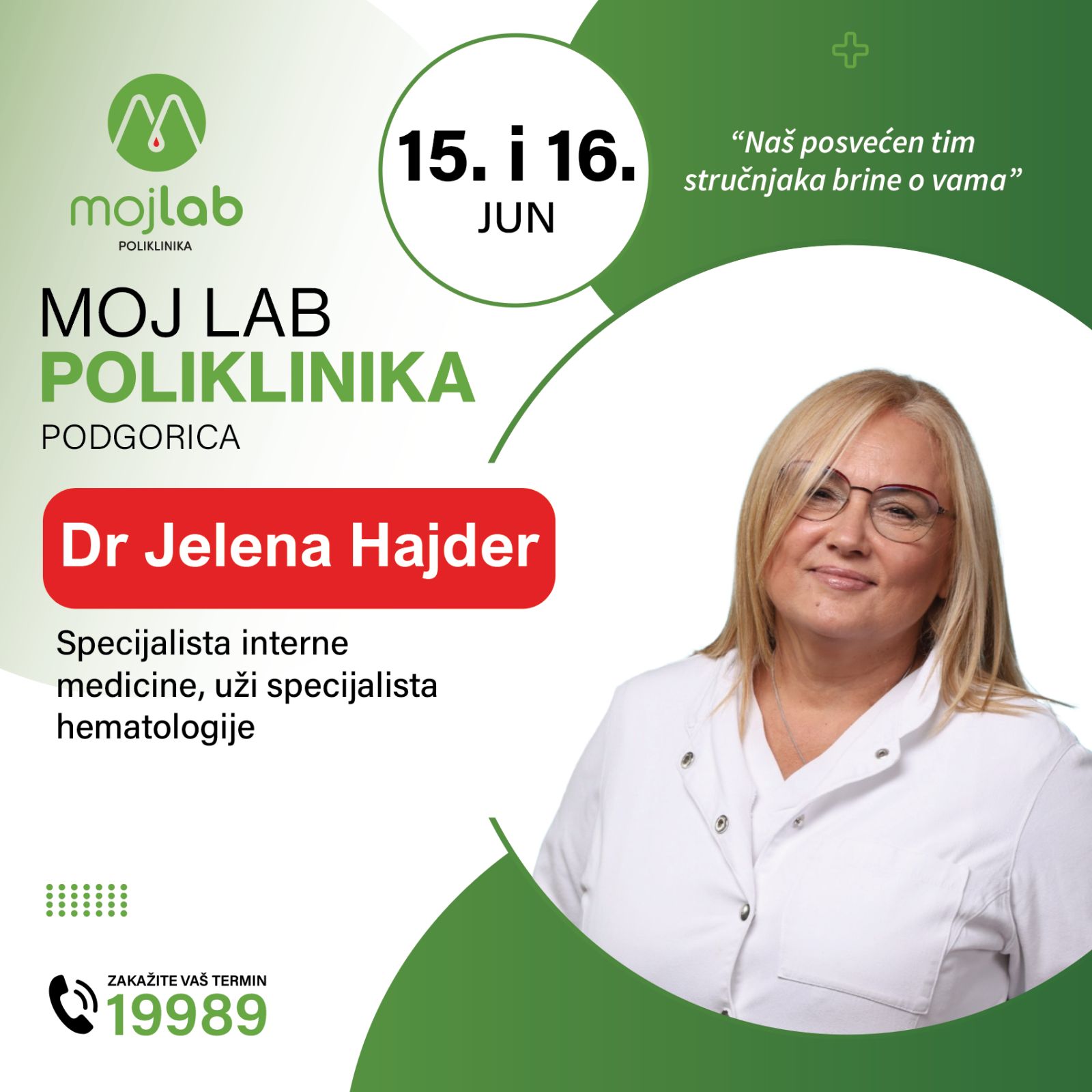 Trombofilija i trudnoća: Dr Jelena Hajder u Poliklinici Moj Lab u Podgorici 15. i 16. juna