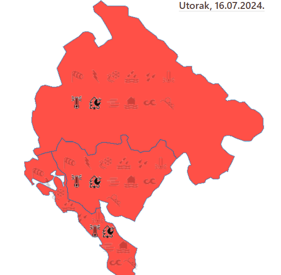 Crveni meteoalarm i sjutra na snazi, temperatura do 41 stepen