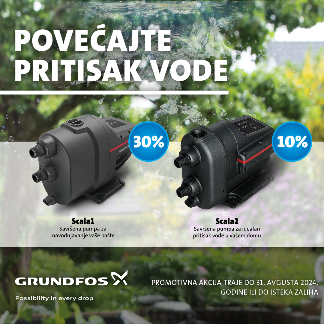 Povećajte pritisak vode uz Grundfos pumpe za domaćinstvo: Savršen pritisak vode – konačno kompaktan i jednostavan za instalaciju
