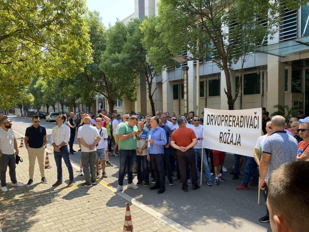 Počeo protest drvoprerađivača ispred Vlade