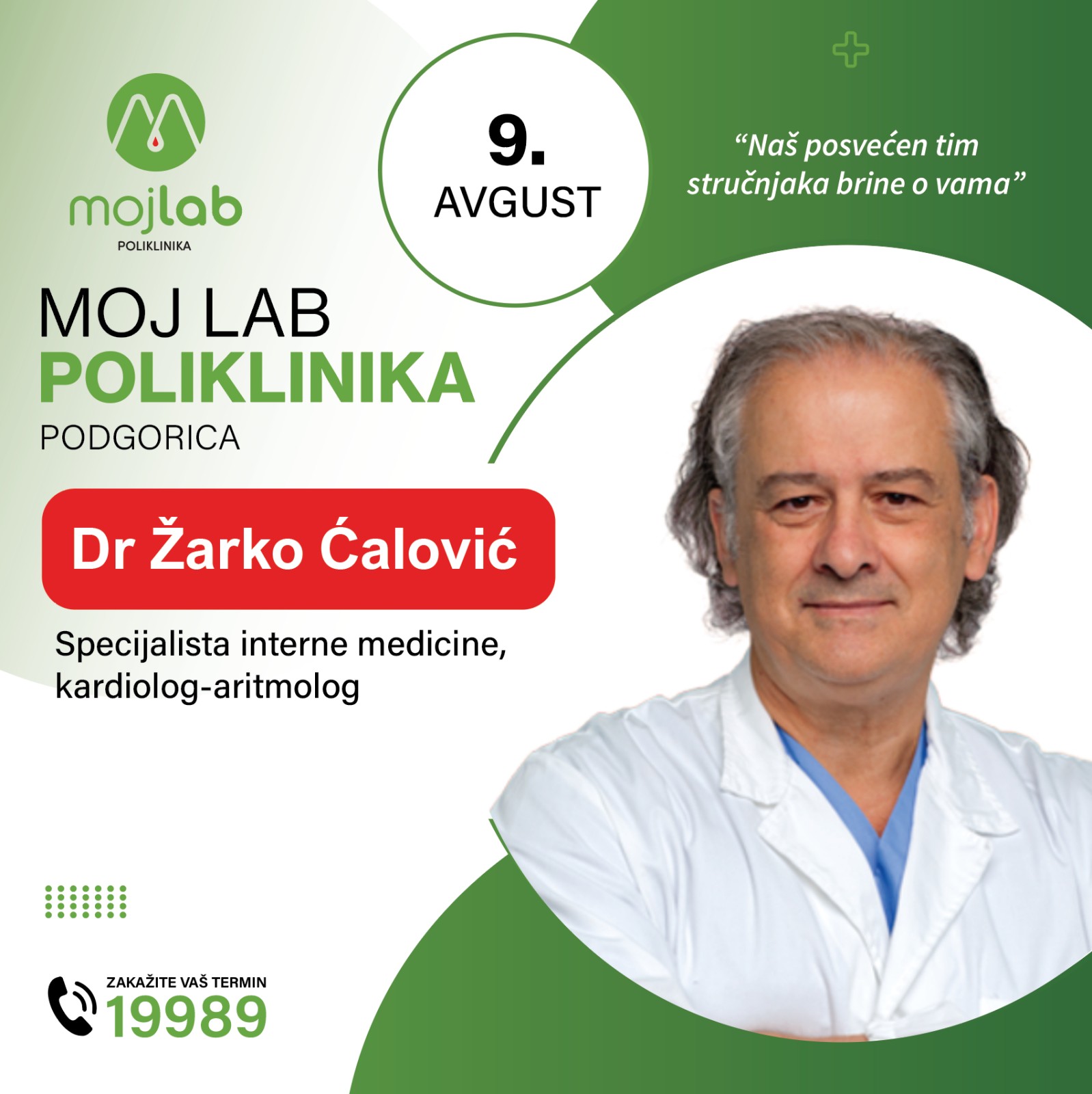 Eminentni stručnjak dr Ćalović u poliklinici Moj Lab 9. avgusta