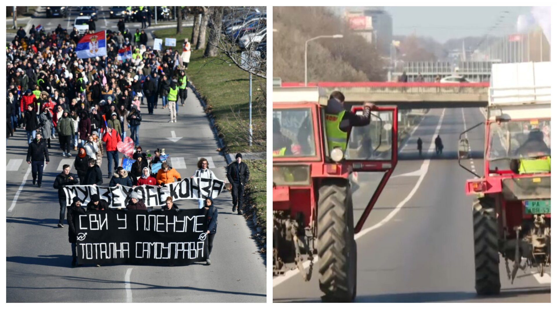 (VIDEO) Beograd: Studenti i poljoprivrednici blokirali most ,,Gazela”