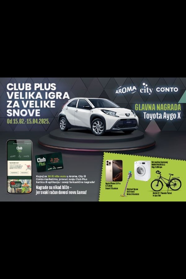 CLUB PLUS VELIKA IGRA ZA VELIKE SNOVE: Svaki račun nova je šansa za vrijedne nagrade