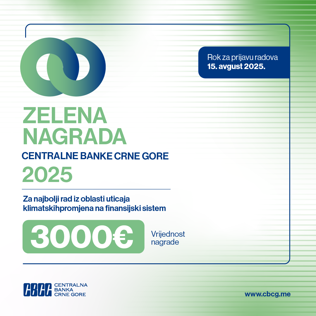 Objavljen konkurs za dodjelu „Zelene nagrade CBCG“, rok za prijavu radova 15. avgust