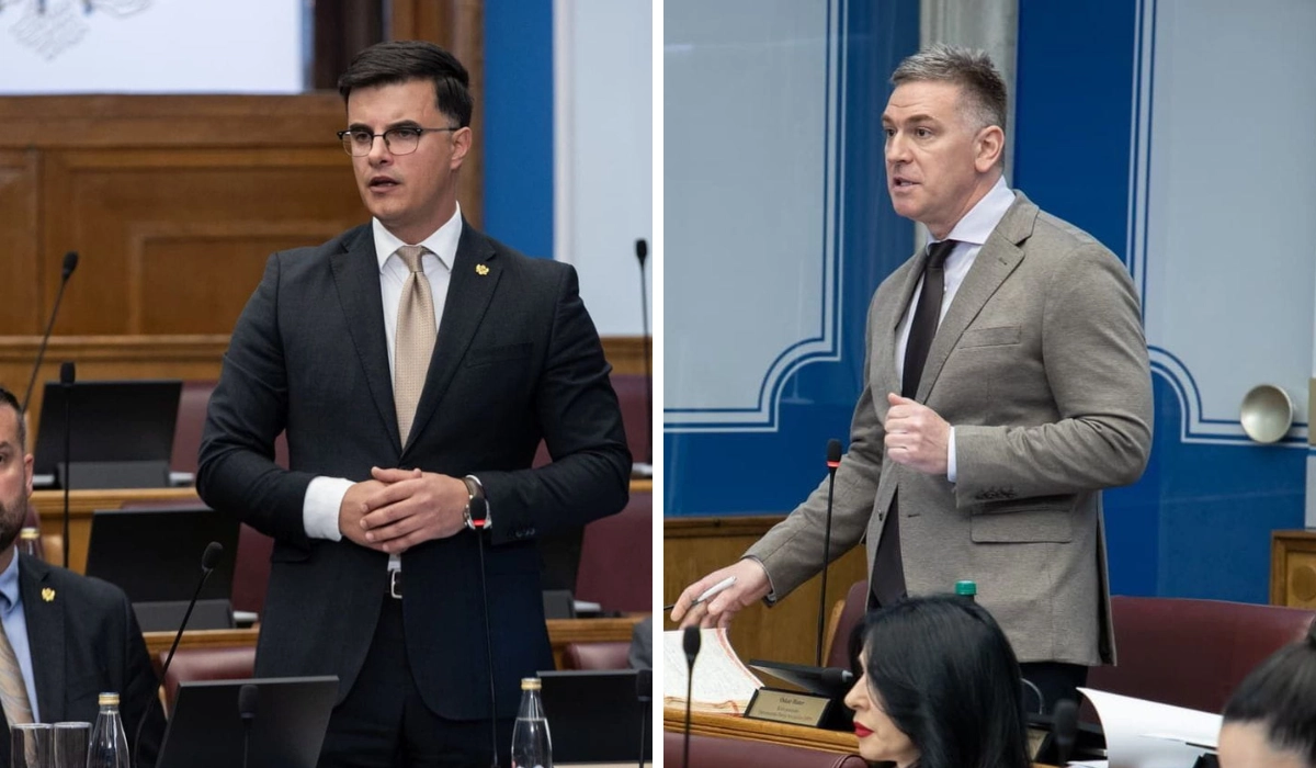 Incident u Skupštini: Obezbjeđenje spriječilo fizički obračun Šaranovića i Hutera