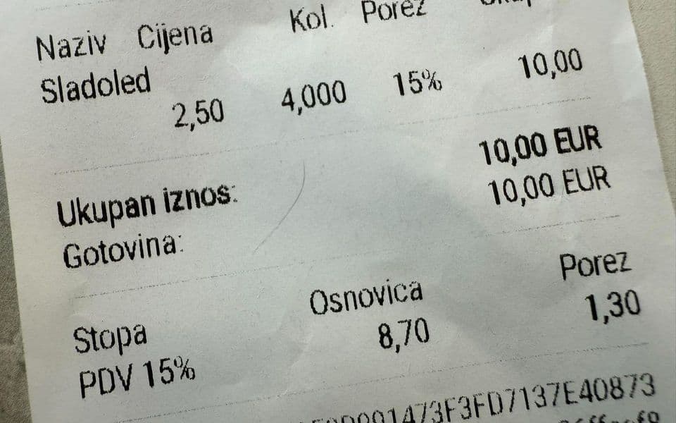 Njemac se požalio na cijenu sladoleda u Baru: Jedna kugla dva i po eura