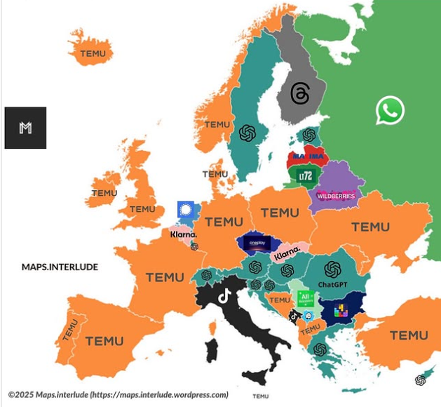 NAJPOPULARNIJE APLIKACIJE U EVROPI: CG – TikTok, BiH – Temu, HRV – ChatGPT, BGR – Tetris…