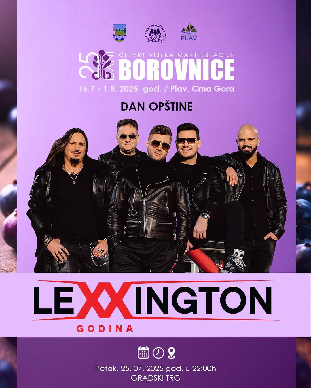 Plav u znaku “Dana borovnice”: Koncert grupe Lexington sjutra na Gradskom trgu