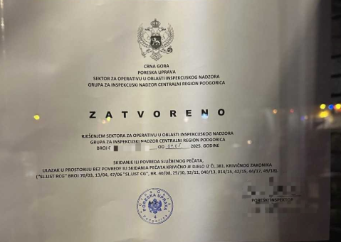 Zbog izdavanja falsifikovanih računa zatvorena tri lokala u Podgorici