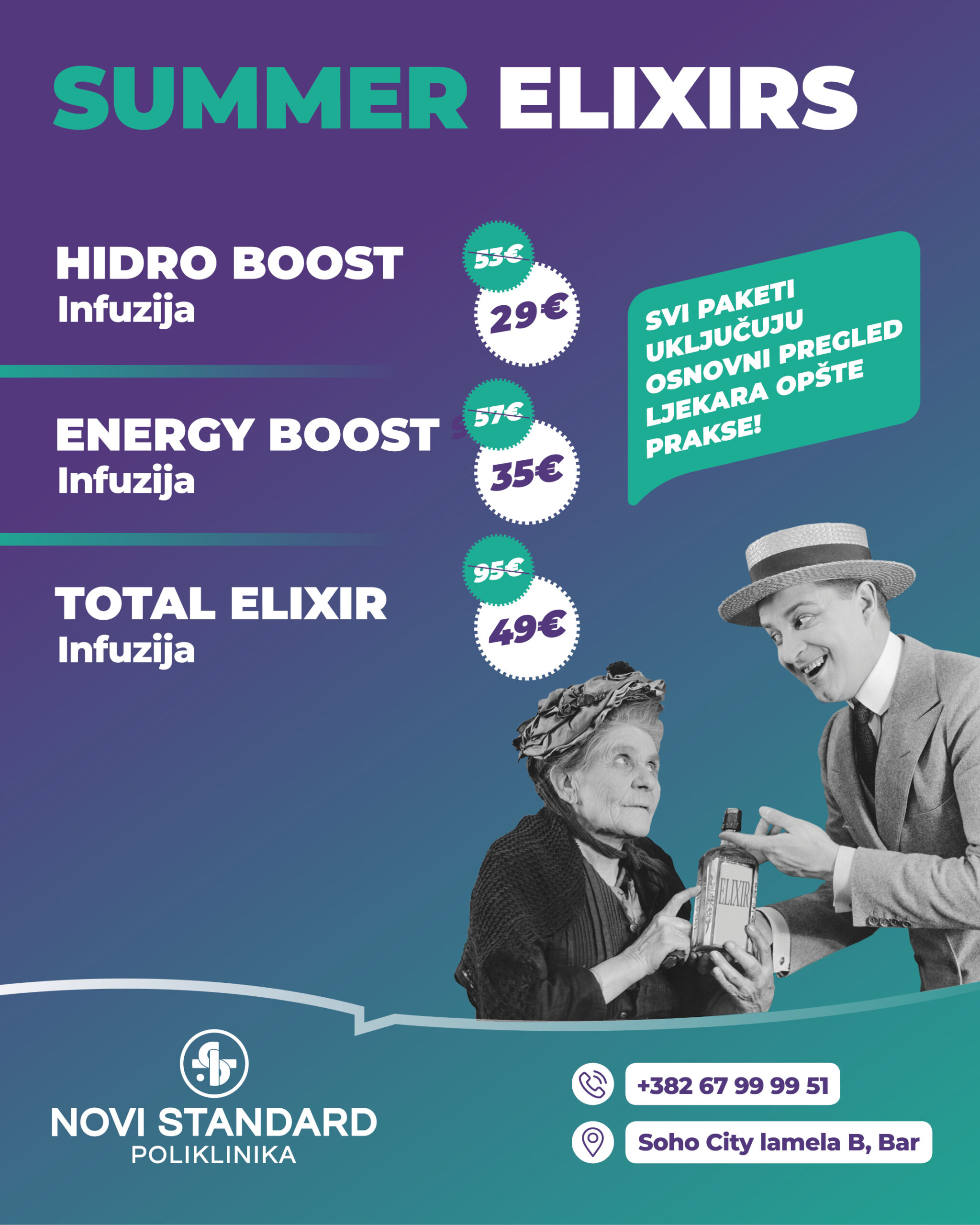 Summer elixirs – brza i efikasna pomoć umornom organizmu u Poliklinici Novi Standard