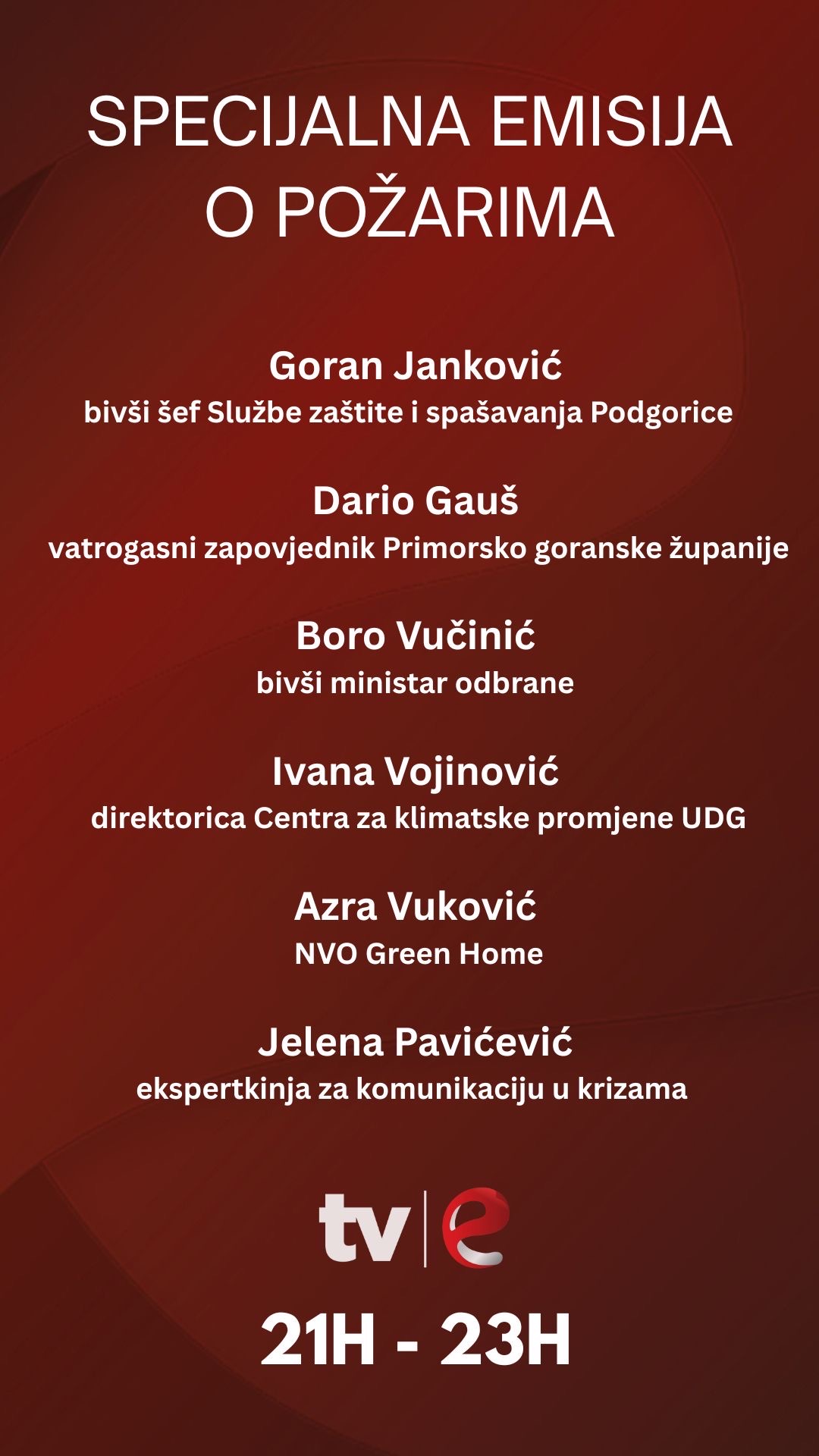 Specijalna emisija o požarima na TV E