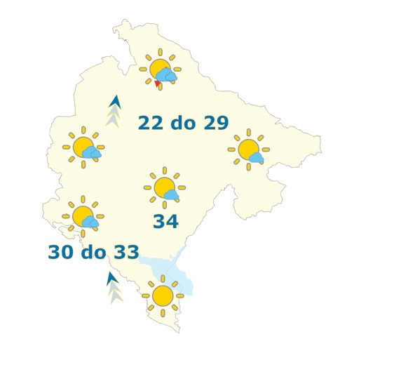 Sjutra uveče moguća kiša, do 34°C