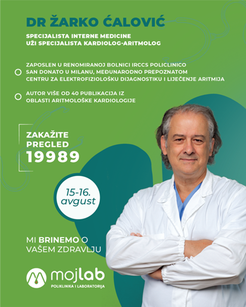DR ĆALOVIĆ 15. i 16. avgust u Poliklinici Moj Lab
