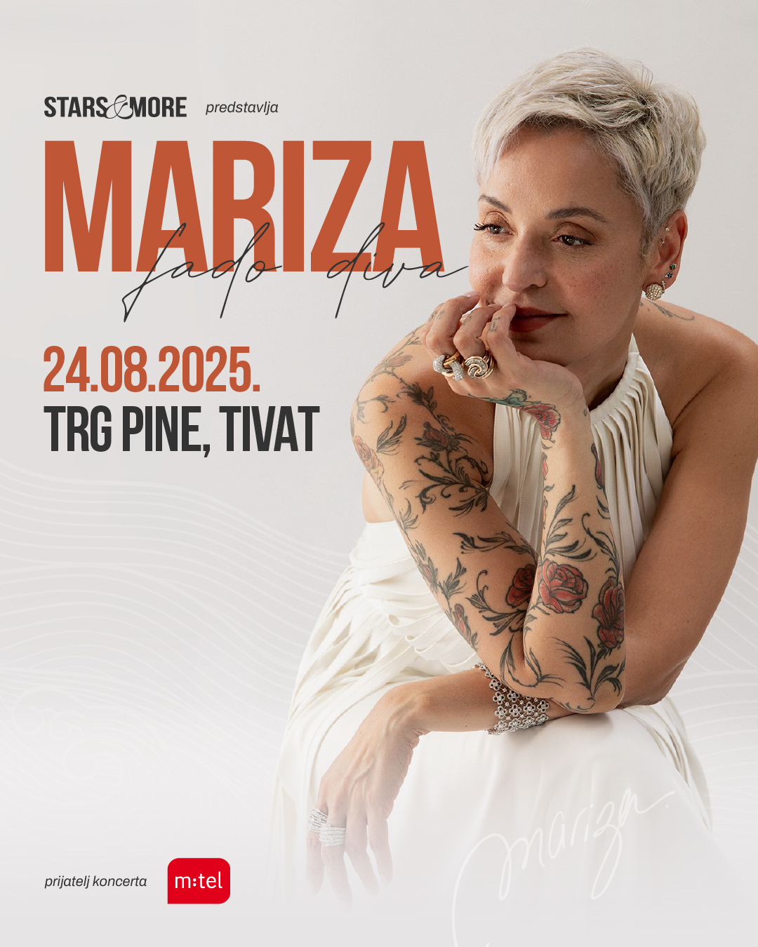 STARS AND MORE EVENTS I KOMPANIJA MTEL ORGANIZUJU NOĆ ZA PAMĆENJE U TIVTU – Mariza na Pinama 24. avgusta