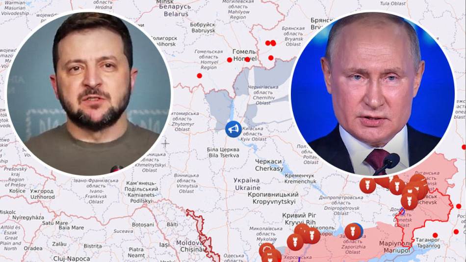 Izvor: Liveuamap.com/Facebook/screenshot/Володимир Зеленський/YouTube/Screenshot/Guardian News