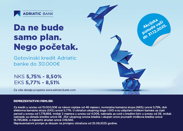 Akcijska ponuda Adriatic Bank: Da ne bude samo plan. Nego početak.