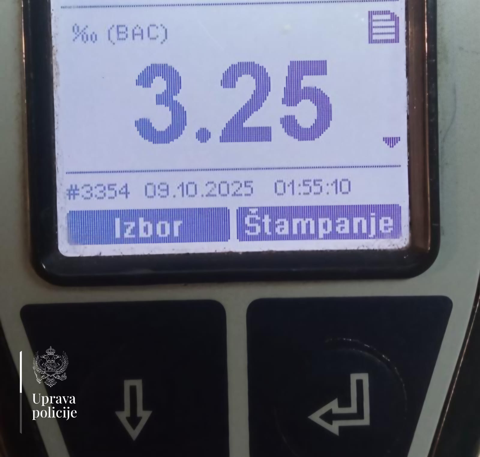 Uhapšen Podgoričanin, vozio sa 3,25 promila