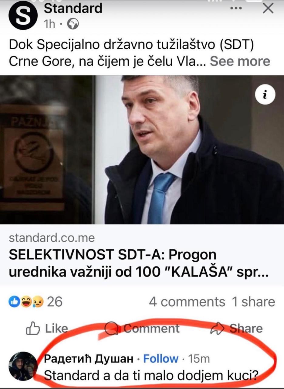 ZA ODT PRIJETNJA STANDARDU NIJE KRIVIČNO DJELO: Tužilac predložio da se Dušan Radetić goni za prekršaj