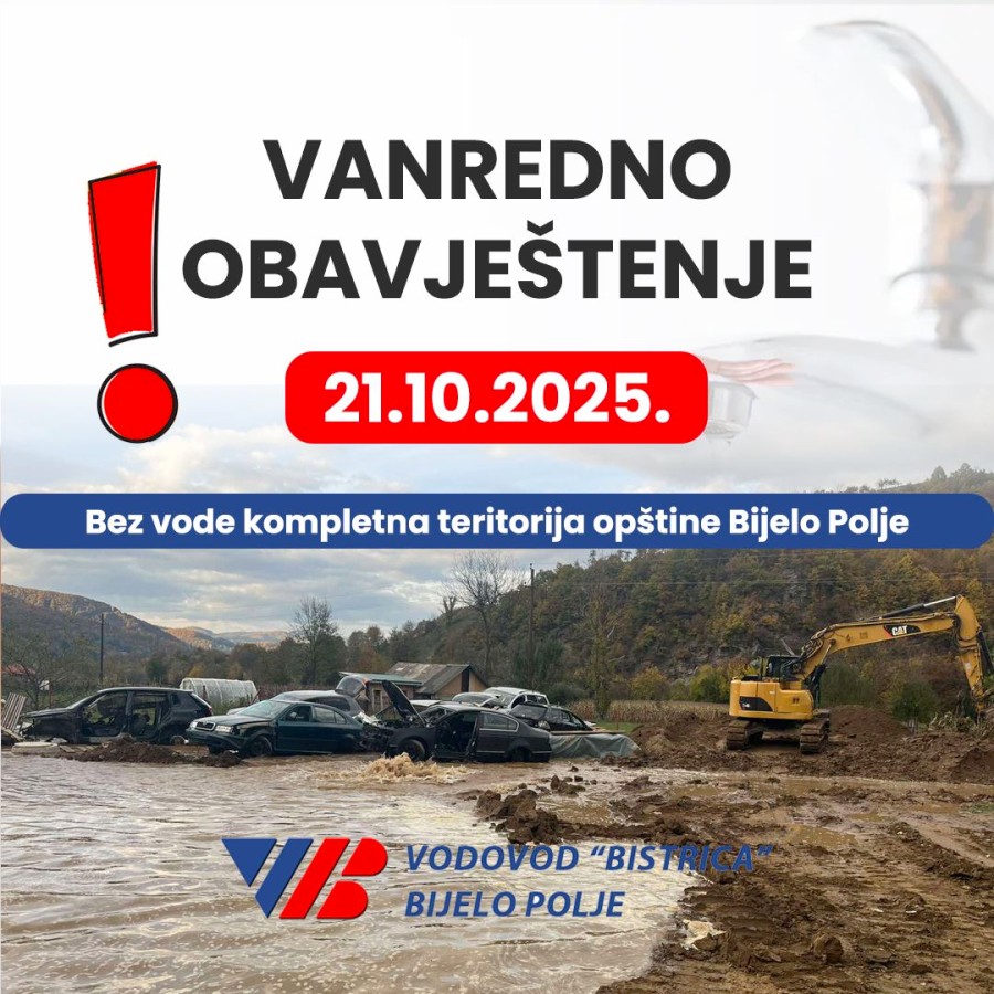 Kompletna teritorija opštine Bijelo Polje bez vode zbog oštećenja glavnog distributivnog cjevovoda
