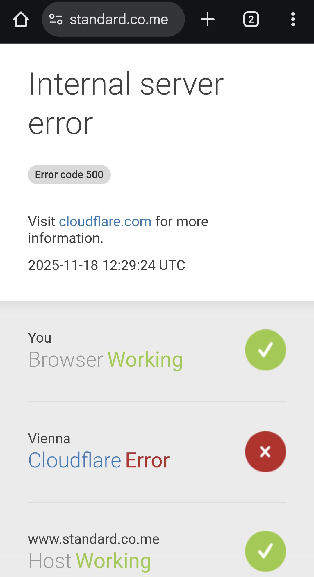 TEHNIČKI PROBLEMI GLOBALNOG SERVISA CLOUDFLARE: Poteškoće pogodile i crnogorske portale, među njima i Standard