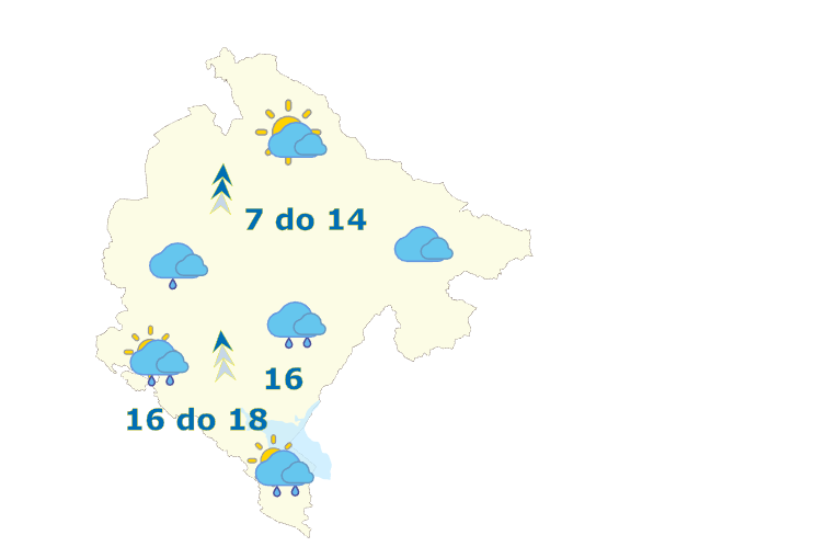 Sjutra oblačno, mjestimično kiša