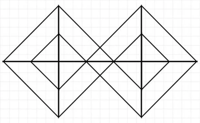 Test s geometrijskim oblicima: Izbrojte trouglove među kvadratima