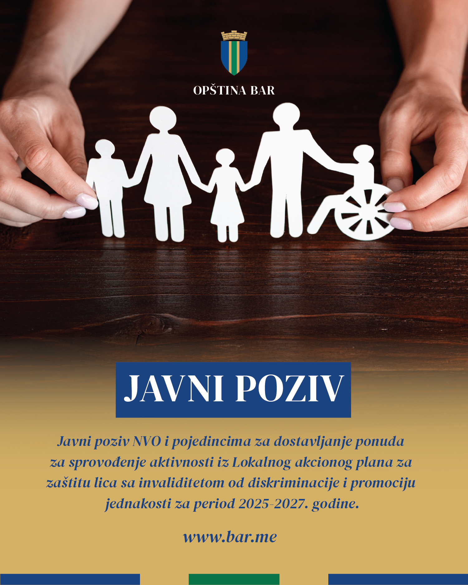 Javni poziv za dostavljanje ponuda za sprovođenje aktivnosti iz LAP-a za zaštitu lica sa invaliditetom od diskriminacije