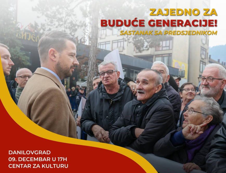 Milatović sjutra u Danilovgradu na sastanku sa građanima