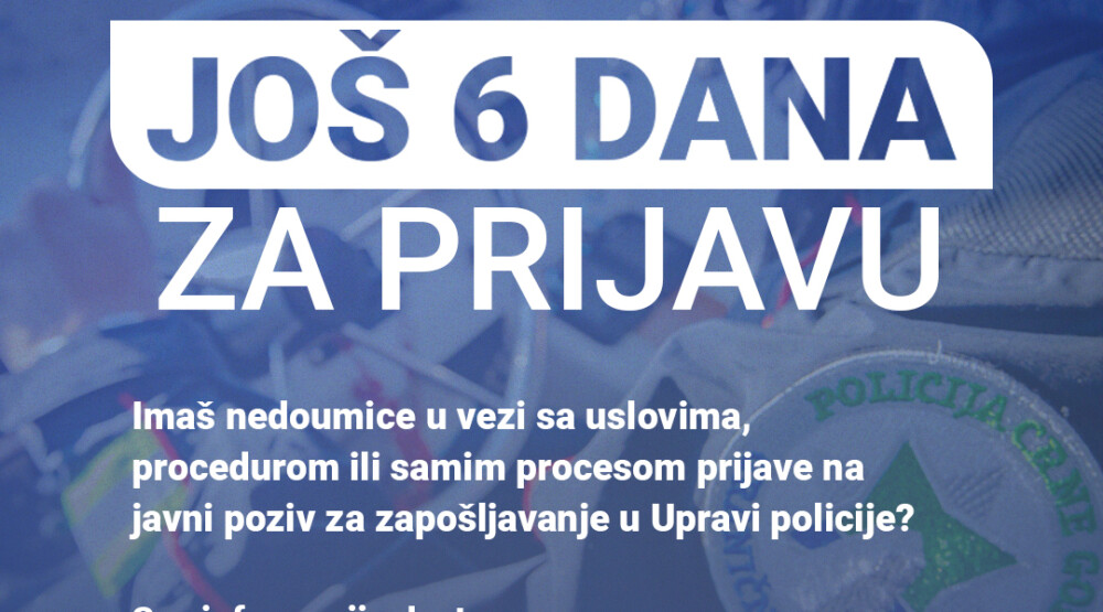 Biraj policiju: Ostalo još šest dana za prijavu na javni poziv za zapošljavanje u policiji