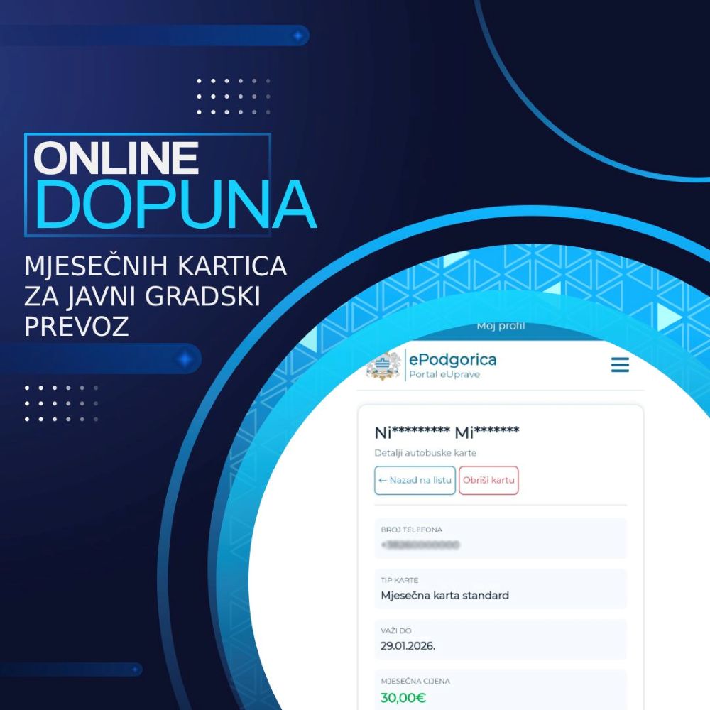 Na portalu ePodgorica dostupna usluga online dopune mjesečnih kartica za javni gradski prevoz