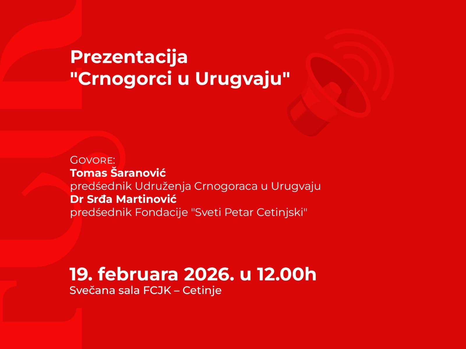 Prezentacija „Crnogorci u Urugvaju“ sjutra na FCJK