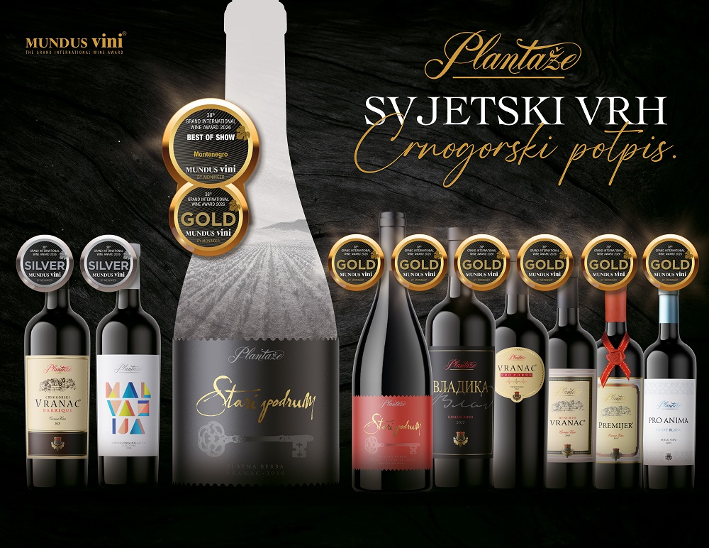 Međunarodno potvrđen kvalitet vina Plantaža — sedam zlatnih medalja na Mundus Vini 2026