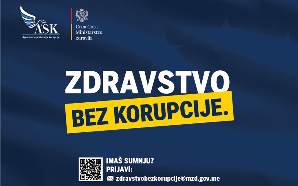Otvoreni kanali za prijave: Ministarstvo zdravlja u saradnji sa ASK-om pokrenulo kampanju „Zdravstvo bez korupcije“