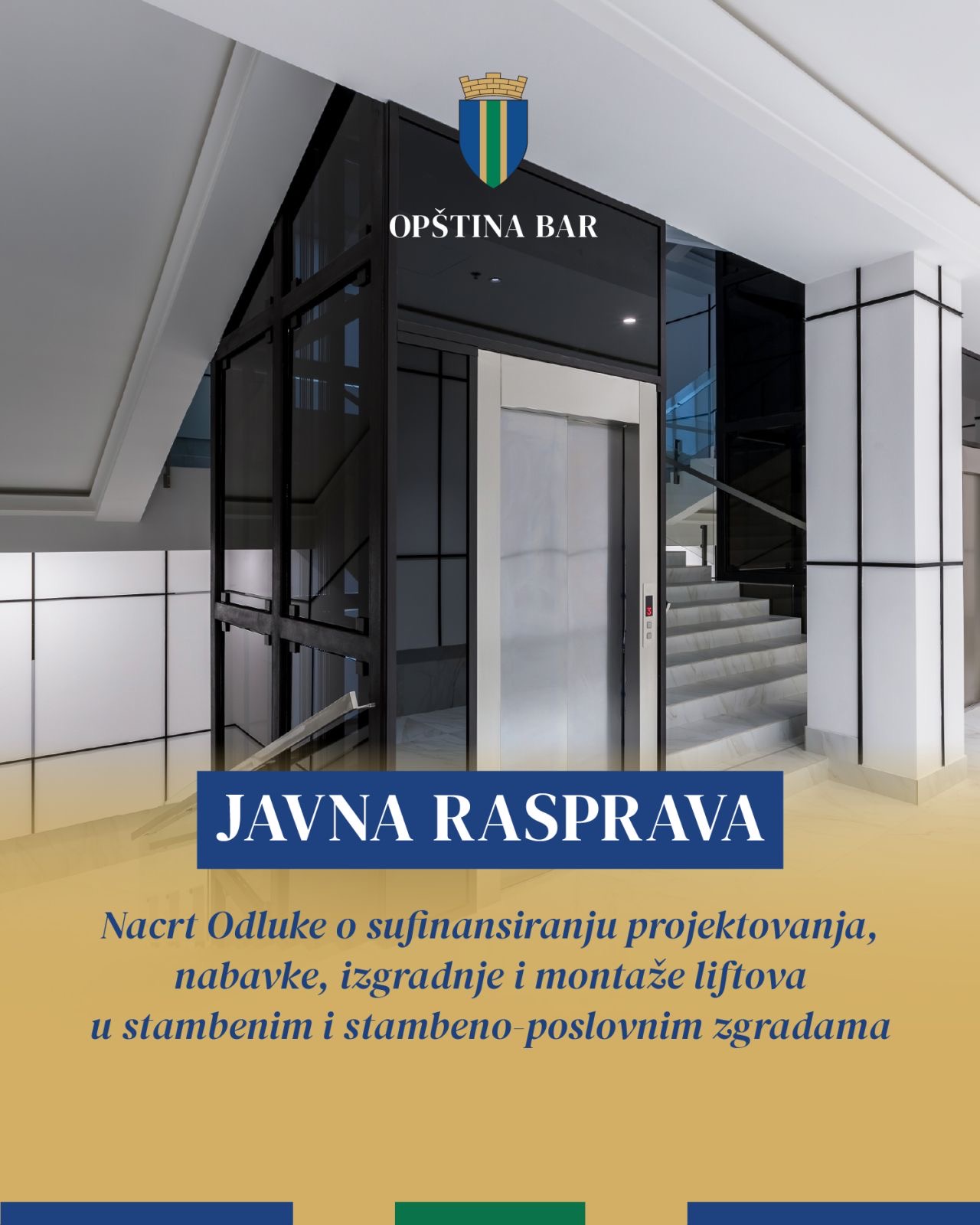 Opština Bar stavila na javnu raspravu nacrt odluke o sufinansiranju ugradnje liftova u stambenim zgradama