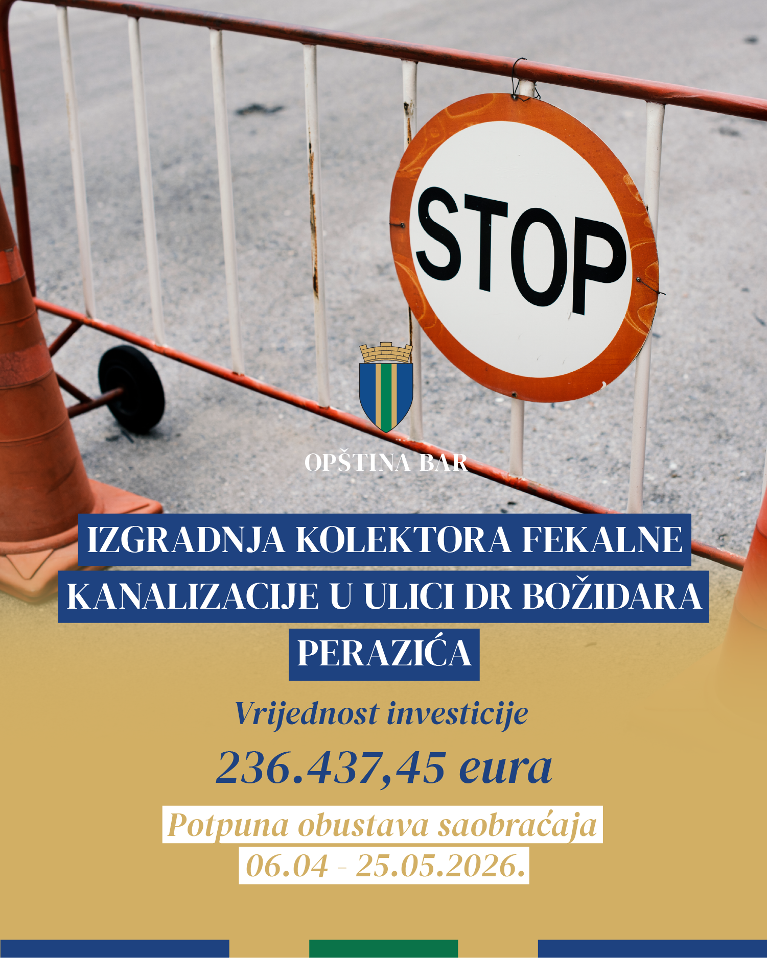 Opština Bar: Započeti radovi na izgradnji kolektora fekalne kanalizacije u naselju Polje