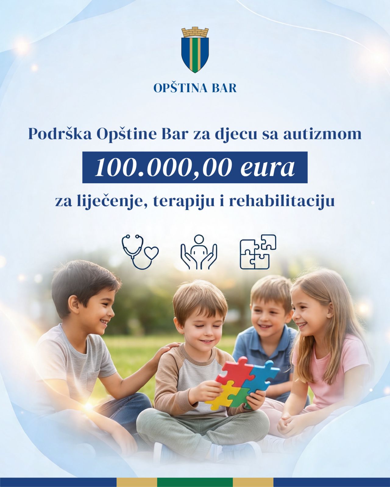 Opština Bar dodjeljuje subvencije za liječenje, terapiju i rehabilitaciju djece sa autizmom