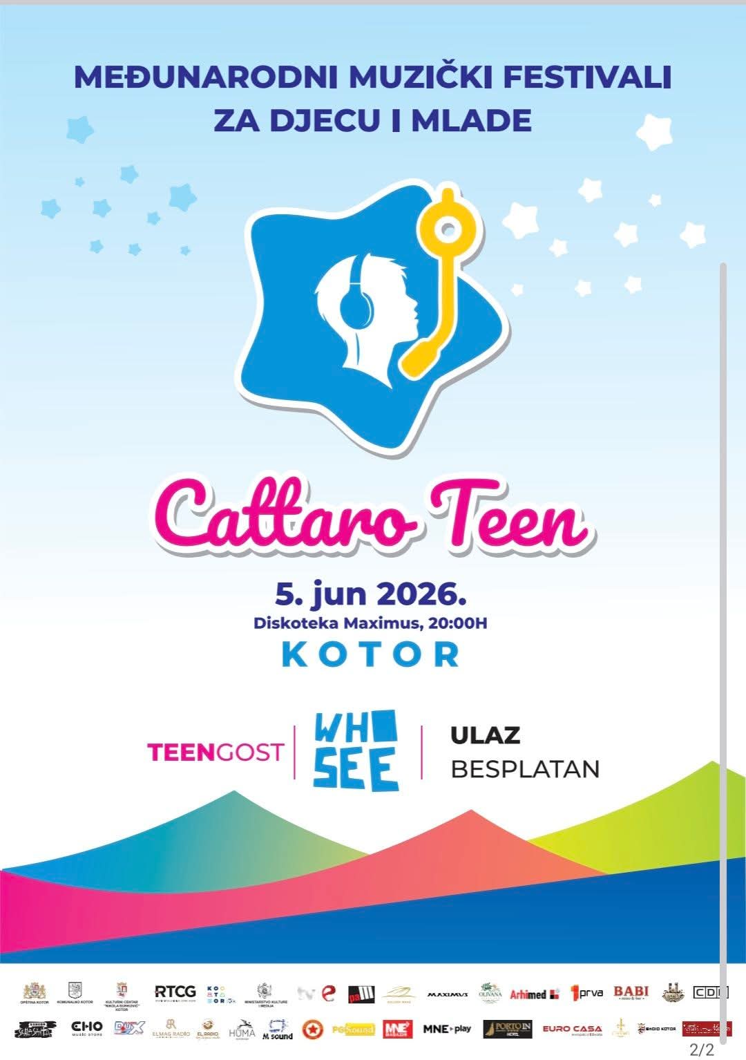 Karte za festival Cattaro Junior od danas u prodaji, sav prihod biće uplaćen Fondaciji “Budi human”
