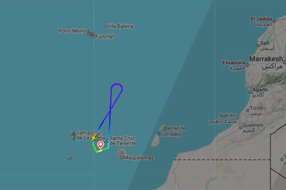 FOTO: PRINTSCREEN/FLIGHTRADAR24