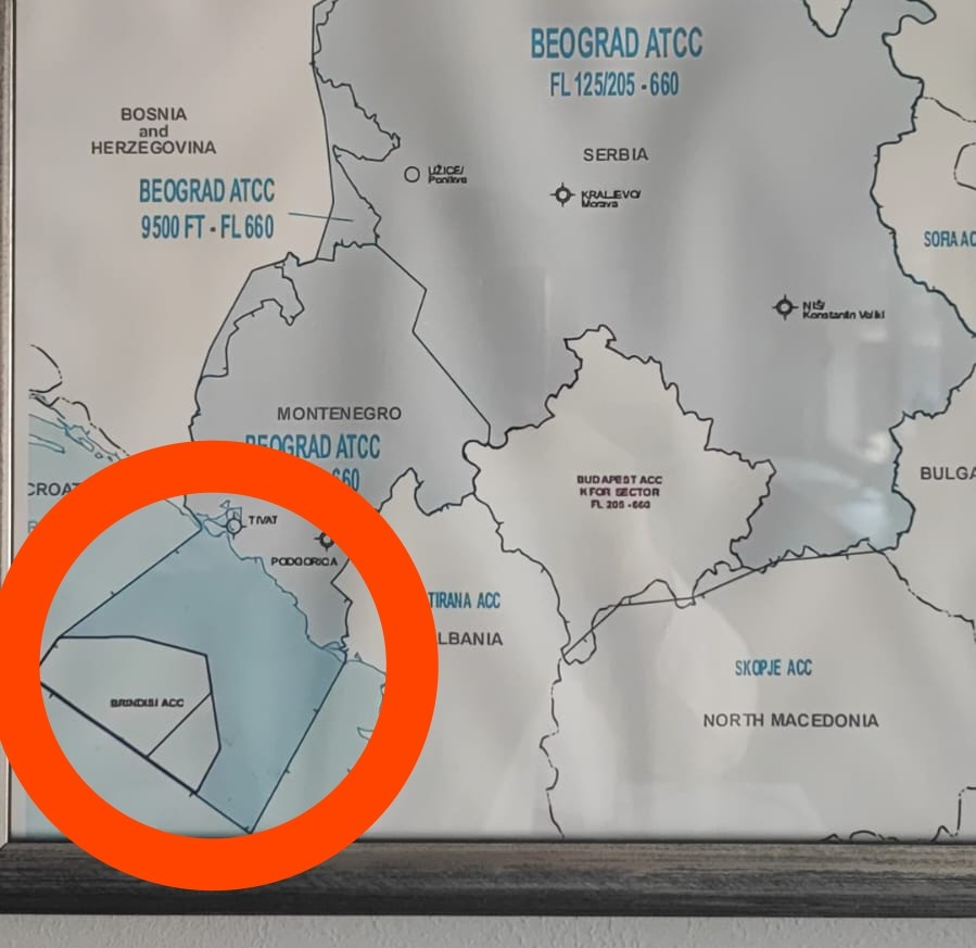 Dio vazdušnog prostora oko kog se spore Crna Gora i Hrvatska