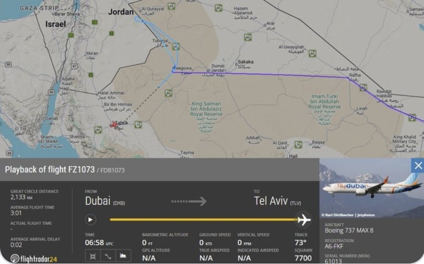 Foto: Printscreen/ X/ Flightradar24
